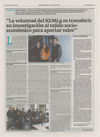 El grupo KEMLg aparece en el monográfico "Catalunya TIC Innova" de La Vanguardia, Lunes 27 de febrero de 2012